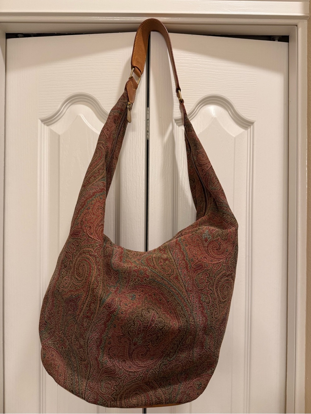 Vintage Etro Paisley Jacquard Slouchy Hobo Bag - Leather Trim (1995)